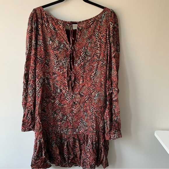 NICHOLAS Devan gathered snake-print crepe mini dress Sz US 10 - Picture 4 of 8